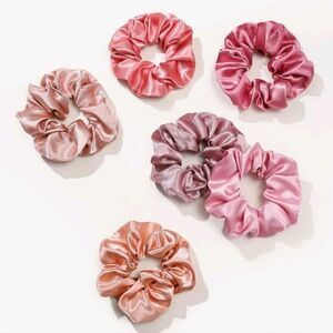 Pink Satin Scrunchies- 12